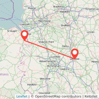 Wrexham Leicester train map