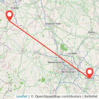 Wrexham Coventry train map