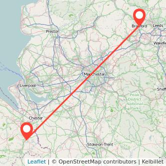 Wrexham Bradford train map