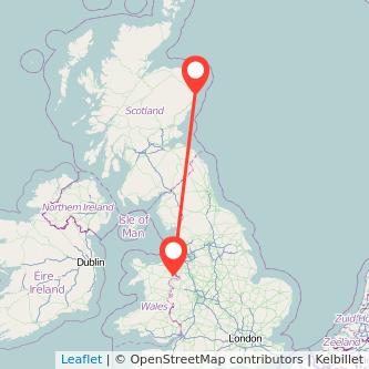 Wrexham Aberdeen train map