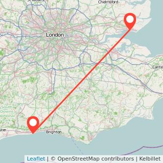 Worthing Southend-on-Sea train map