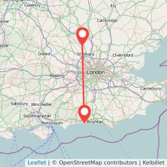 Worthing Luton train map