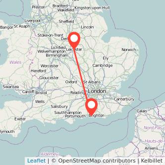 Worthing Leicester train map