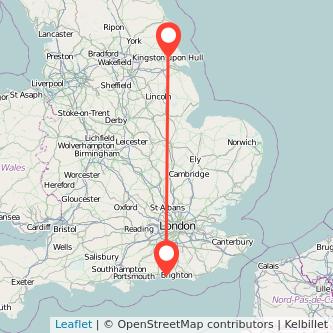 Worthing Hull train map