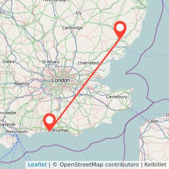 Worthing Ipswich bus map