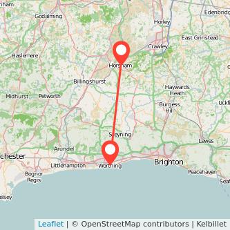 Worthing Horsham train map