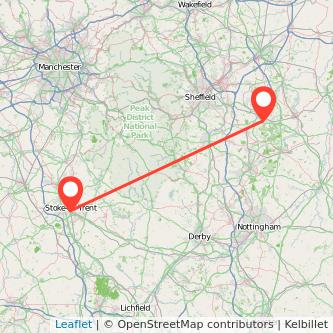 Worksop Stoke-on-Trent train map