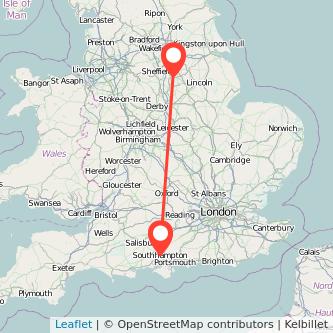 Worksop Southampton train map