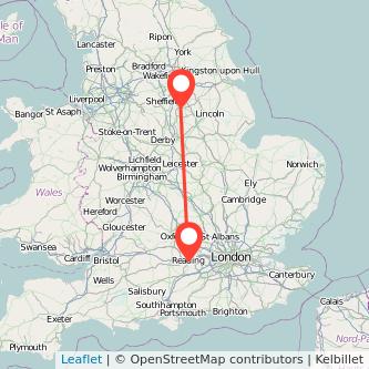 Worksop Reading train map