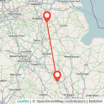 Worksop Milton Keynes train map