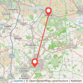 Worksop Mansfield train map