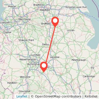 Worksop Leamington train map