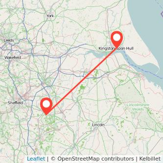 Worksop Hull train map