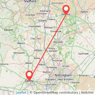 Worksop Derby train map