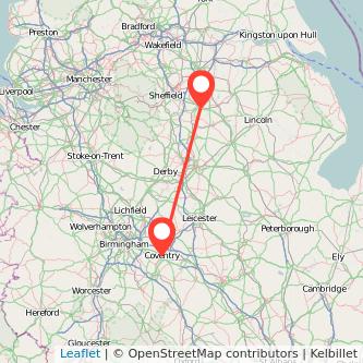 Worksop Coventry train map