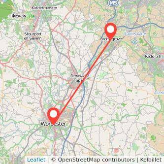 Worcester Bromsgrove bus map