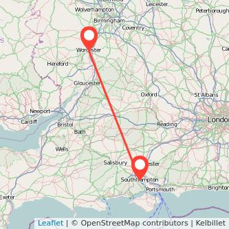 Worcester Southampton train map