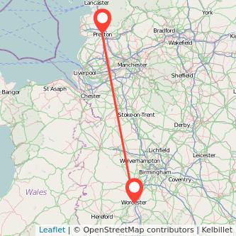 Worcester Preston train map