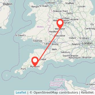 Worcester Plymouth train map