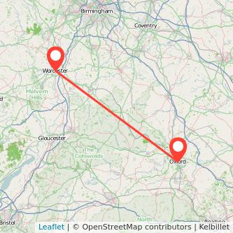 Worcester Oxford train map