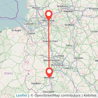 Worcester Manchester bus map