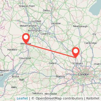 Worcester Luton train map