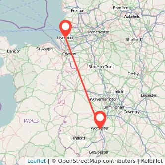 Worcester Liverpool train map