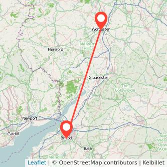 Worcester Bristol train map