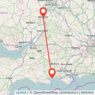 Worcester Bournemouth train map