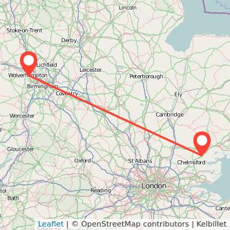 Wolverhampton Witham train map