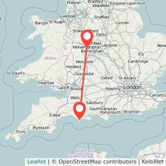 Wolverhampton Weymouth train map