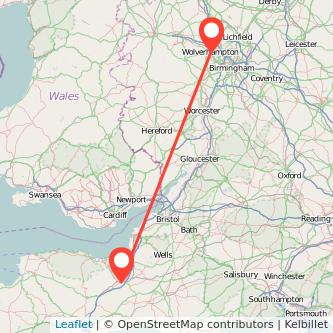 Wolverhampton Taunton train map