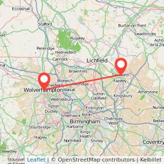 Wolverhampton Tamworth train map