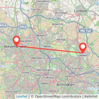 Wolverhampton Sutton Coldfield bus map