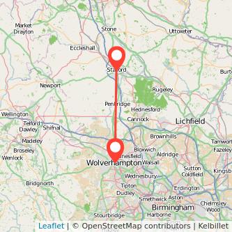 Wolverhampton Stafford train map