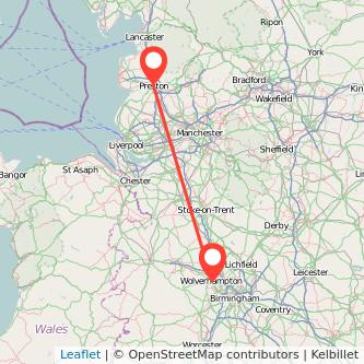 Wolverhampton Preston train map