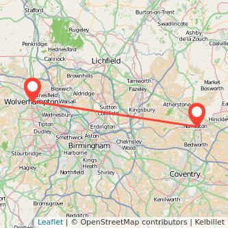 Wolverhampton Nuneaton bus map