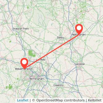 Wolverhampton Nottingham train map