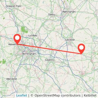 Wolverhampton Market Harborough train map