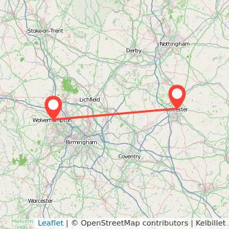 Wolverhampton Leicester train map