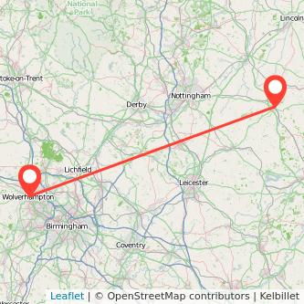 Wolverhampton Grantham bus map