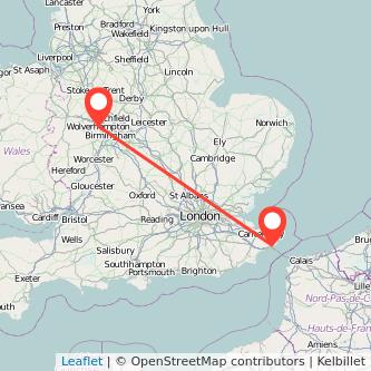 Wolverhampton Dover train map