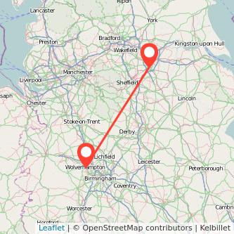 Wolverhampton Doncaster train map