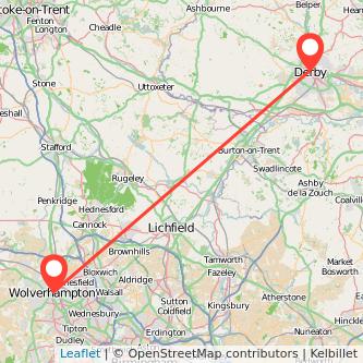 Wolverhampton Derby train map