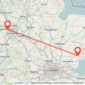 Wolverhampton Colchester train map