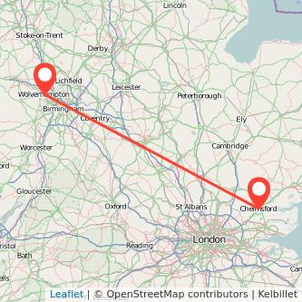 Wolverhampton Chelmsford train map