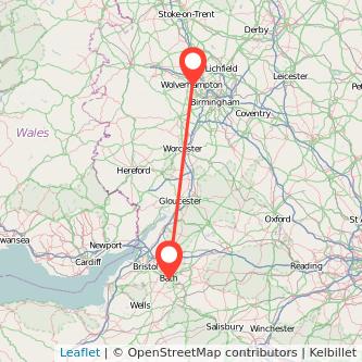 Wolverhampton Bath train map