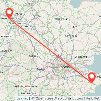 Wolverhampton Ashford train map