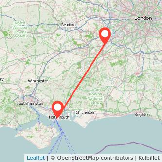 Woking Portsmouth train map