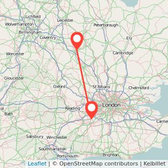 Woking Northampton train map